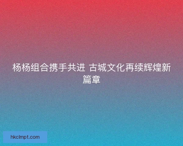 杨杨组合携手共进 古城文化再续辉煌新篇章